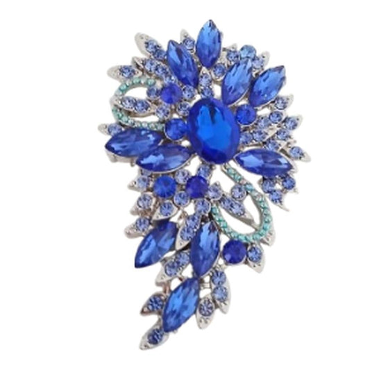 Large Blue And Crystal Brooch