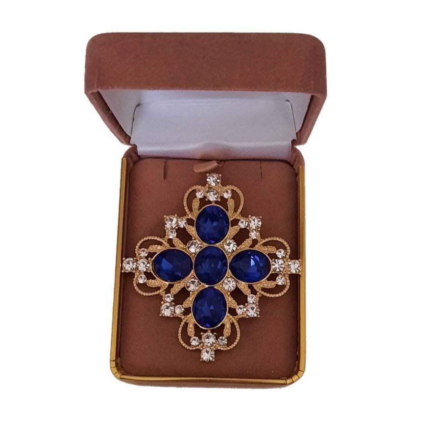 Large Blue Centre Stone Starburst Ladies Brooch(2)