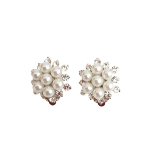 Large Cluster Pearl Clip On Earrings