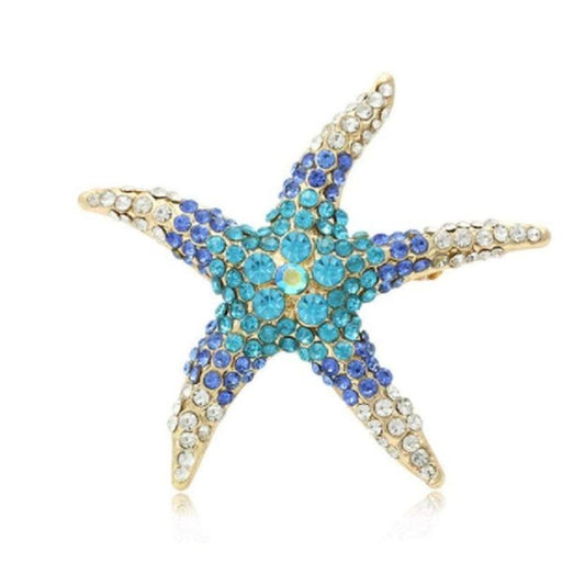 Large Crystal Starfish Brooch
