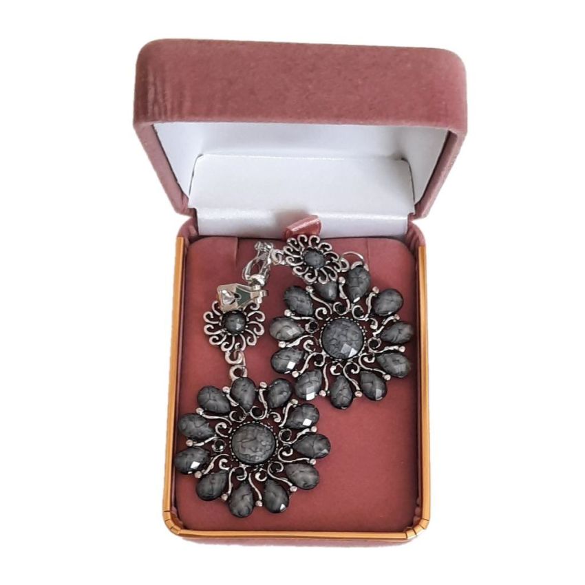 Large Dark Grey Clip On Earrings(2)