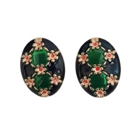 Large Flower Pattern Colour Clip On Earrings