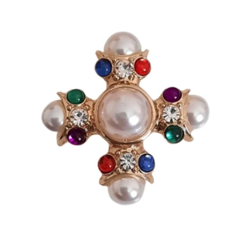 Large Pearl And Diamante Brooch