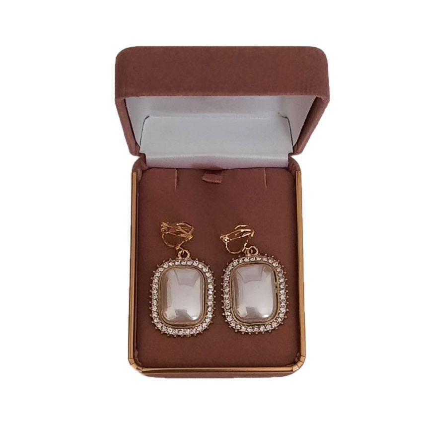 Large Rectangle Drop Clip On Earrings()