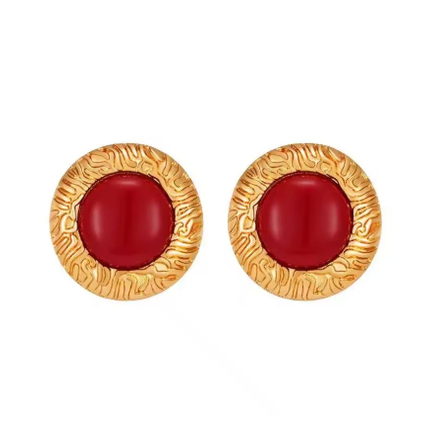 Large Red Clip On Earrings
