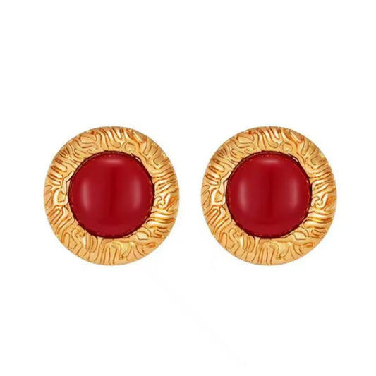 Large Red Clip On Earrings