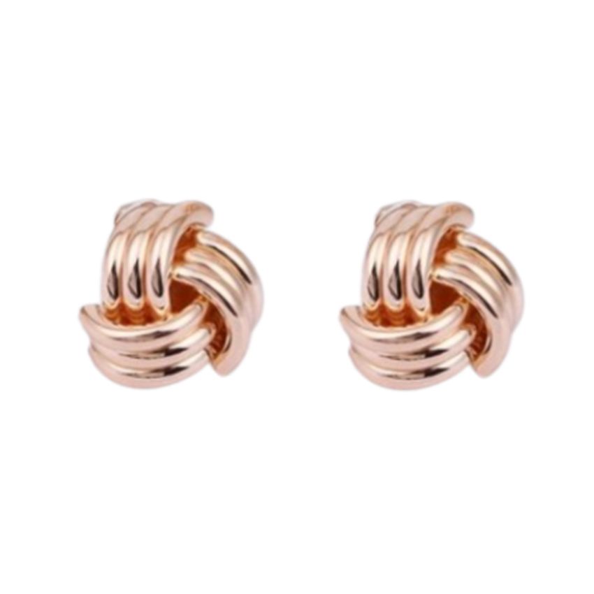 Large Rose Gold Knot Clip On Earrings