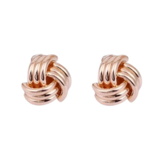 Large Rose Gold Knot Clip On Earrings