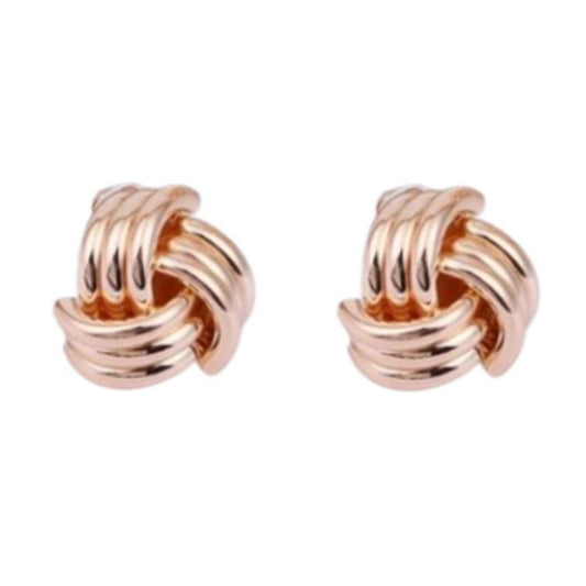 Large Rose Gold Knot Clip On Earrings