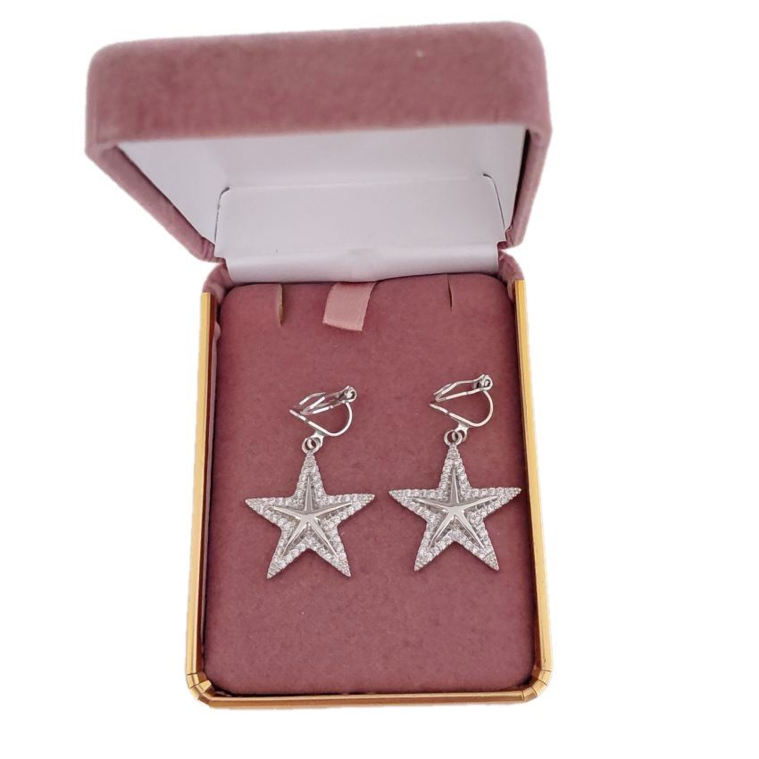Large SilverStar Clip  On Earrings(2)