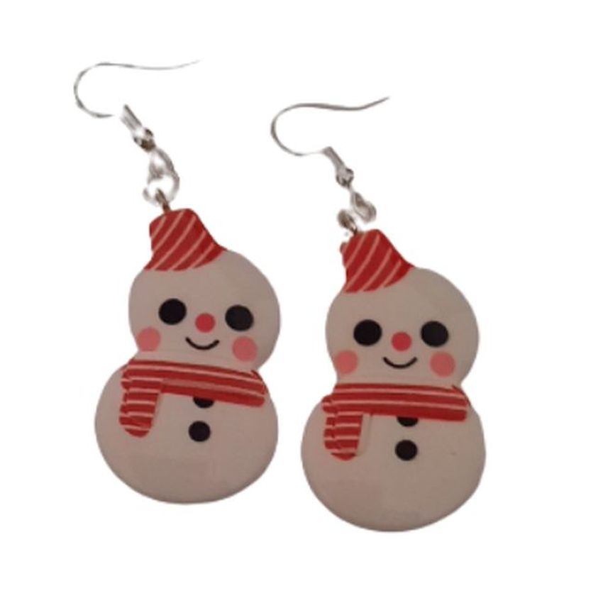 Large Snowman Christmas Earrings