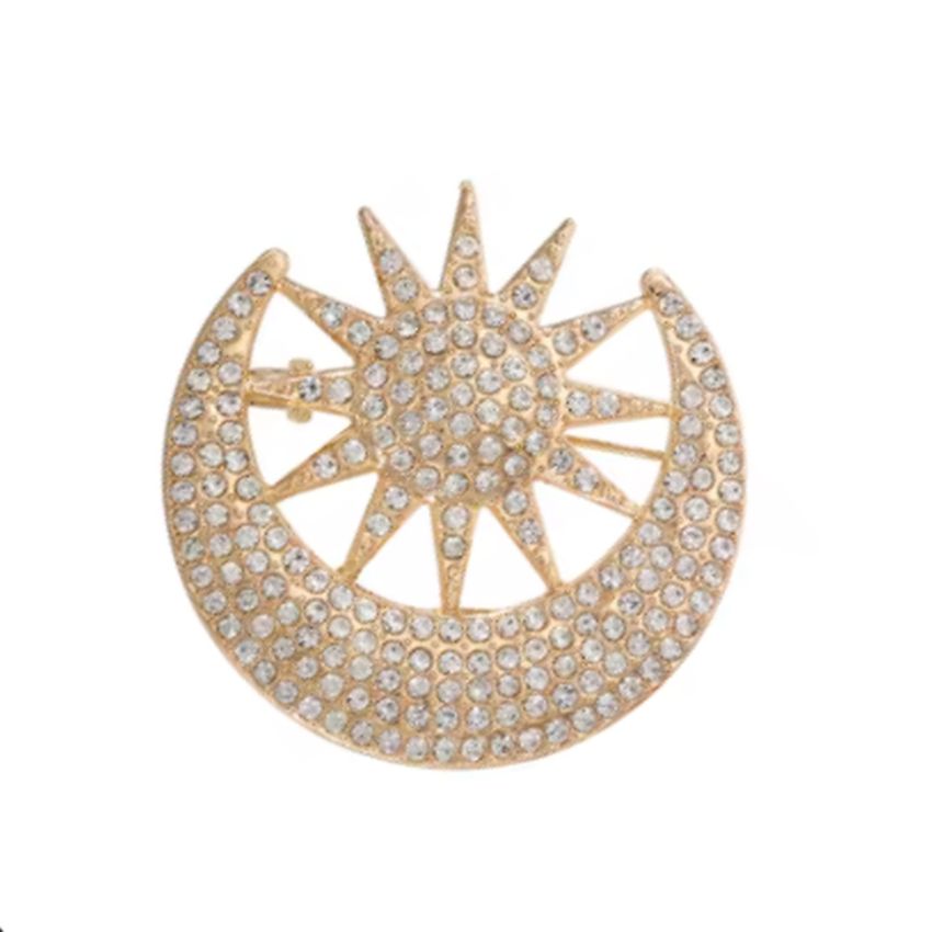Large Star And Moon Brooch