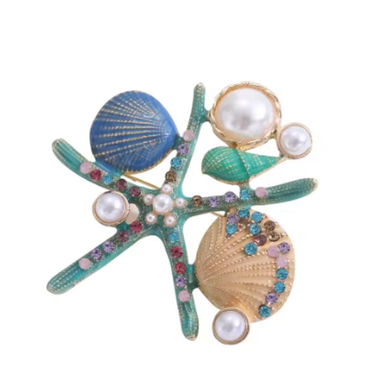 Large Starfish Shell Brooch