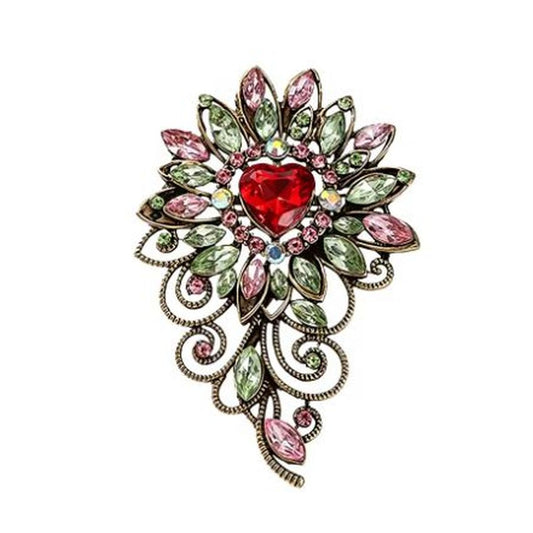 Large Swirl Multi Colour Diamante Brooch