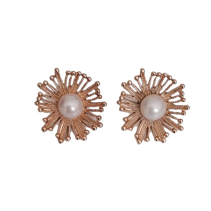 Large Swirl Pearl Round Clip On Earrings