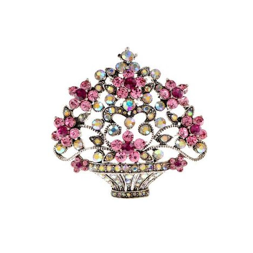 Large Vase Of Flowers Brooch