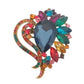 Large Blue Centre Multi Colour Diamante Brooch