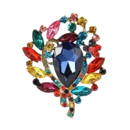 Large Blue Stone Multi Colour Ladies Brooch