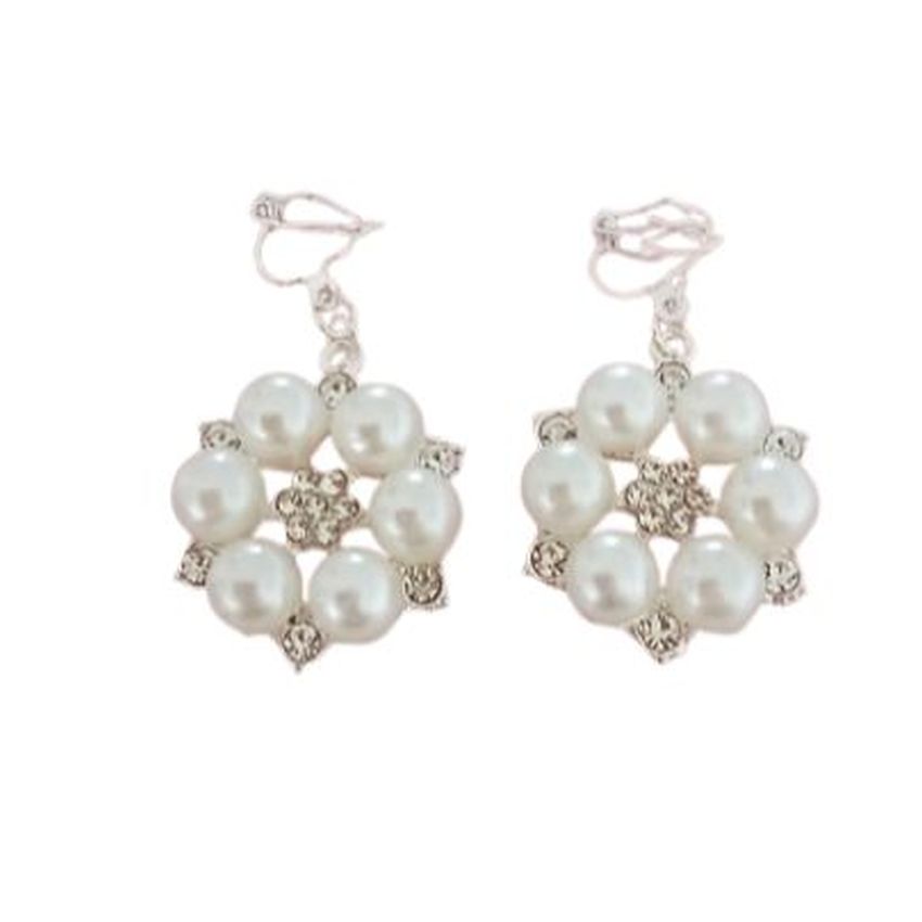 Large Diamante And Pearl Clip On Earrings