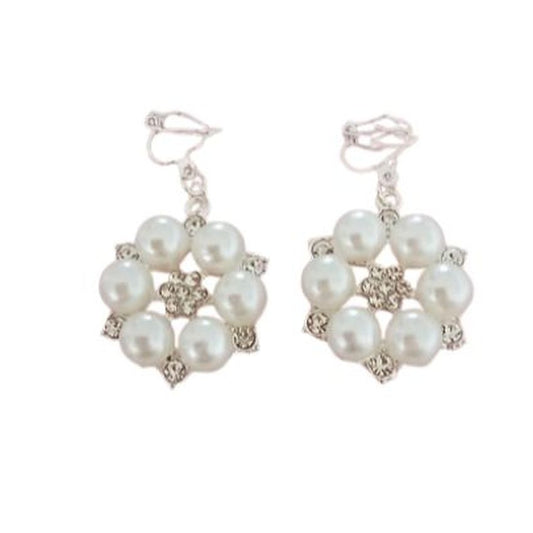 Large Diamante And Pearl Clip On Earrings