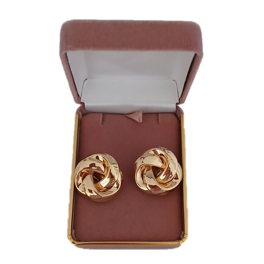 Large Gold Knot Clip On Earrings