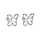 Large Stud Open Cut Silver Filled Butterfly Earrings