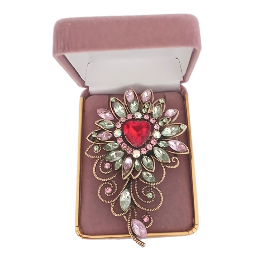 Large Swirl Multi Colour Diamante Brooch(2)