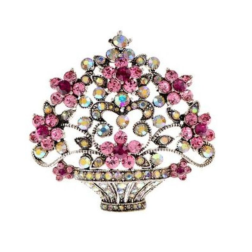 Large Vase Of Flowers Brooch