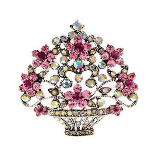 Large Vase Of Flowers Brooch