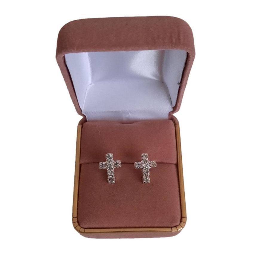 Larger Crystal Cross Stud Communion Earrings(2)