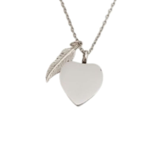 Larger Heart And Feather Cremation Ashes Locket