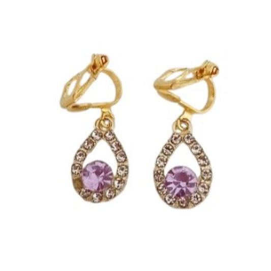 Lavender With Diamante Edges Clip On Earrings