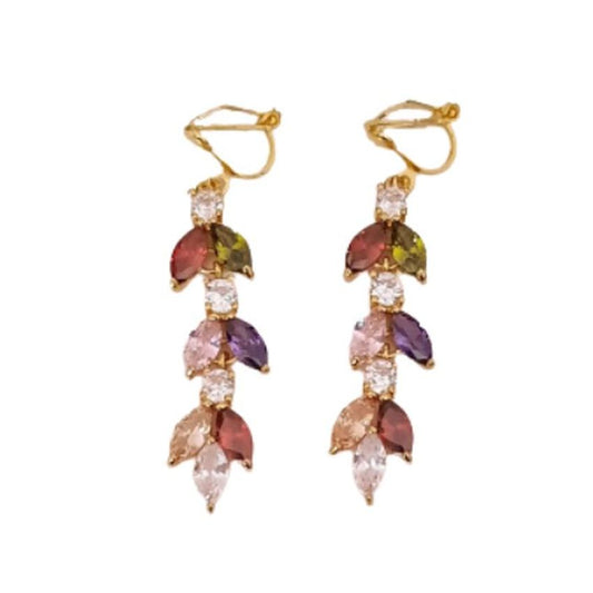 Leaf Multi Colour Clip On Earrings