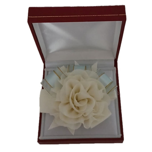 Light Blue Ribbon Flower Wrist Corsage