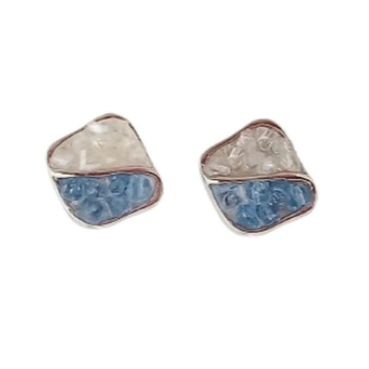 Light Blue Square Clip On Earrings
