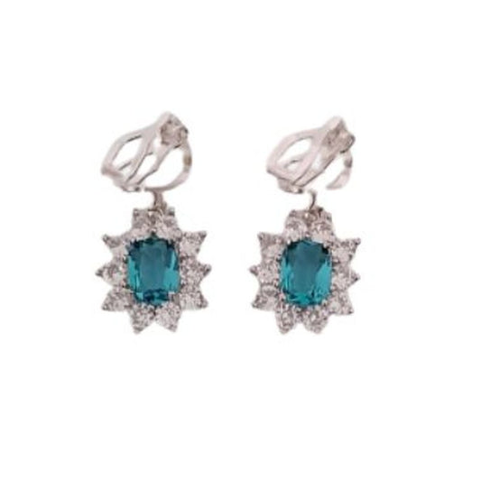 Light Green Diamante Clip On Earrings