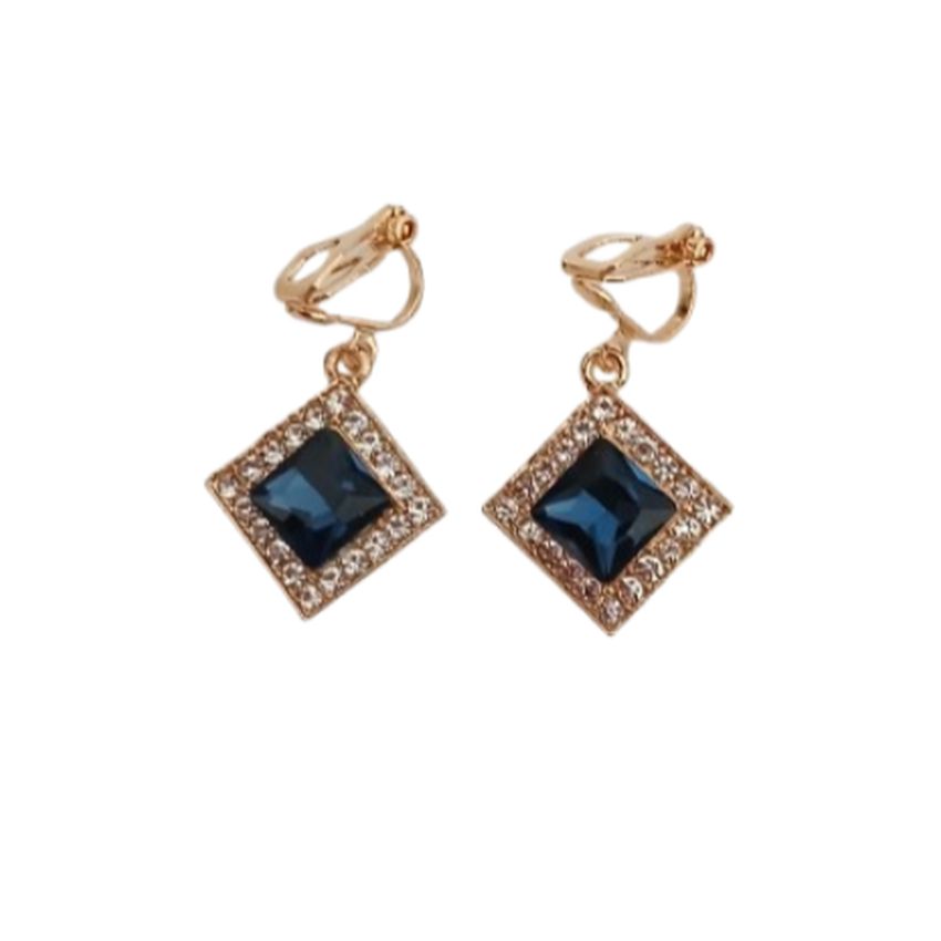 Light Navy Blue Drop Clip On Earrings