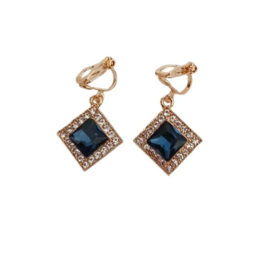 Light Navy Blue Drop Clip On Earrings