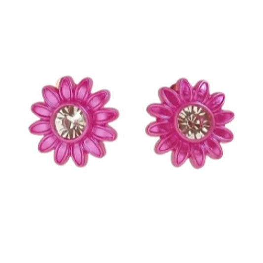 Light Plastic Cerise Pink Clip On Earrings