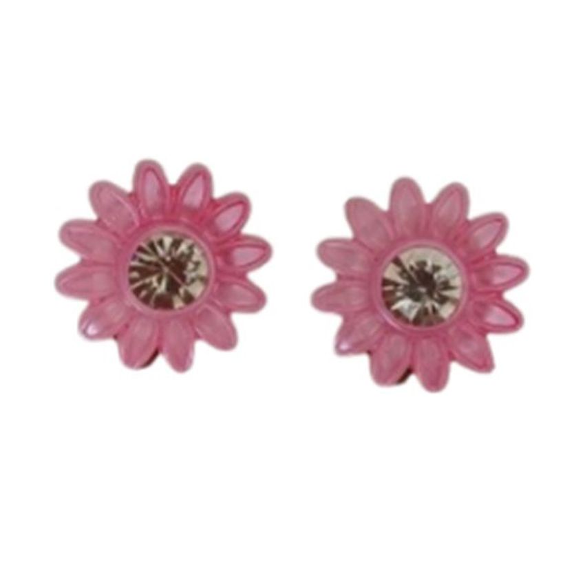 Light Plastic Dark Pink Clip On Earrings