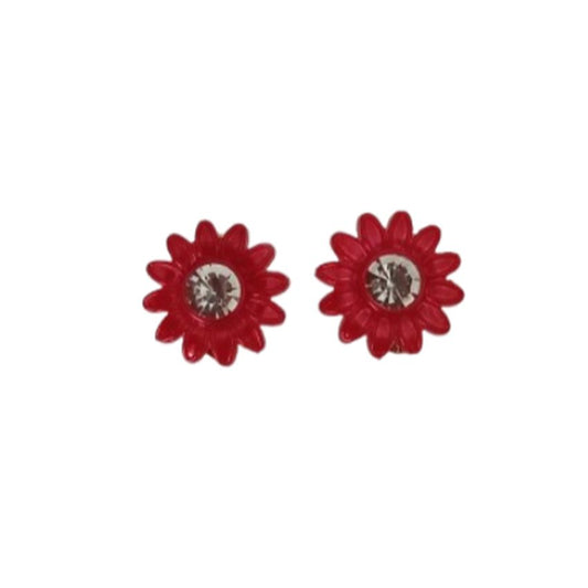 Light Plastic Ruby Red Clip On Earrings