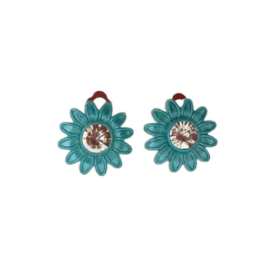 Light Plastic Teal Clip On Earrings