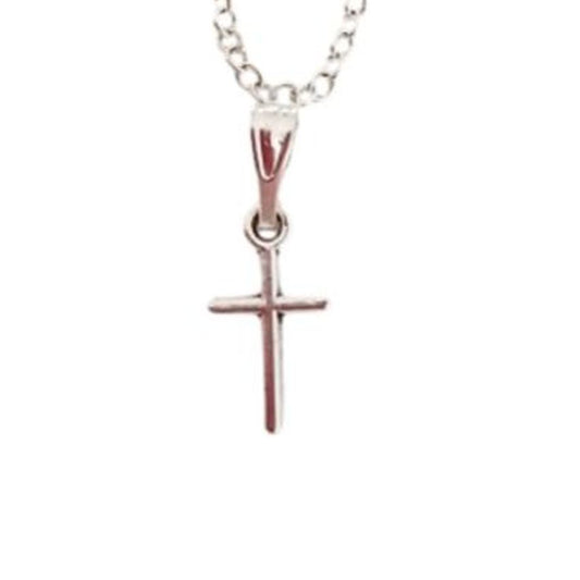 Light Silver Plated Girls Cross on a Sterling Silver Chain