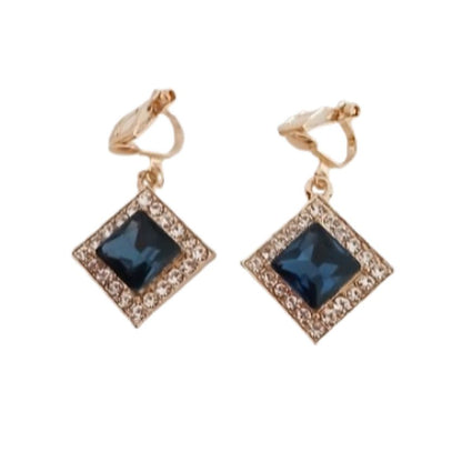 Light Navy Blue Drop Clip On Earrings