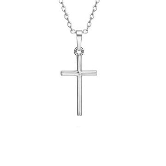Light Silver Plated Girls Cross on a Sterling Silver Chain