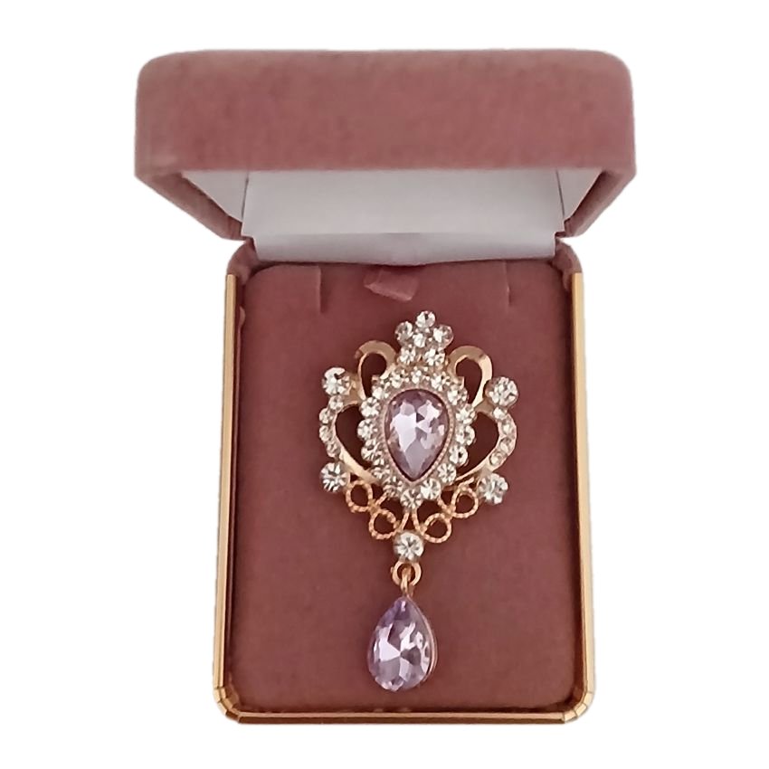 Lilac Centre With Stone Detail Brooch