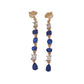 Long Blue Drop Diamante Clip On Earrings