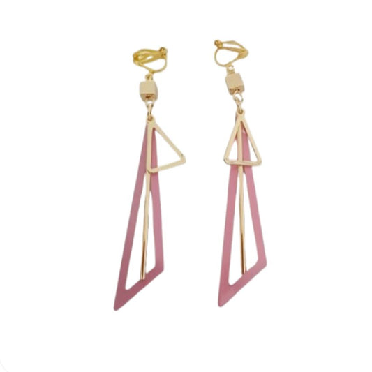 Long Dangly Pink Clip On Earrings