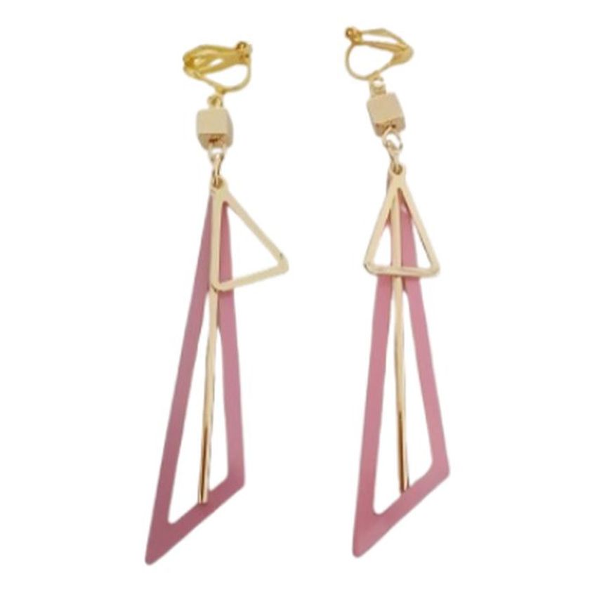 Long Dangly Pink Clip On Earrings