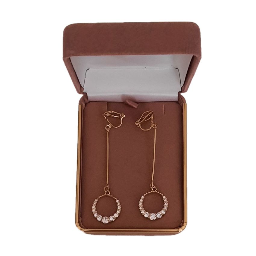Long Drop Diamante Hoop Clip On Earrings(2)